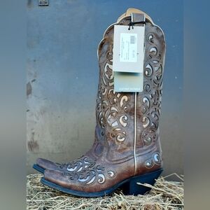 Ariat Women's Divine Crackled Taupe Cowboy Boots sz 8 NWT